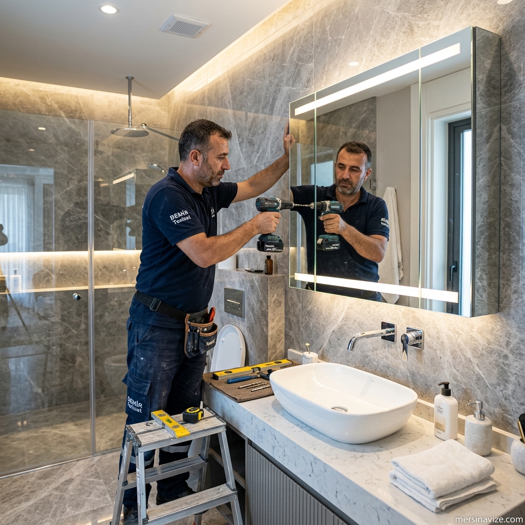 Mersin Aynalı Banyo Dolabı Montajı ve Elektrik Bağlantısı