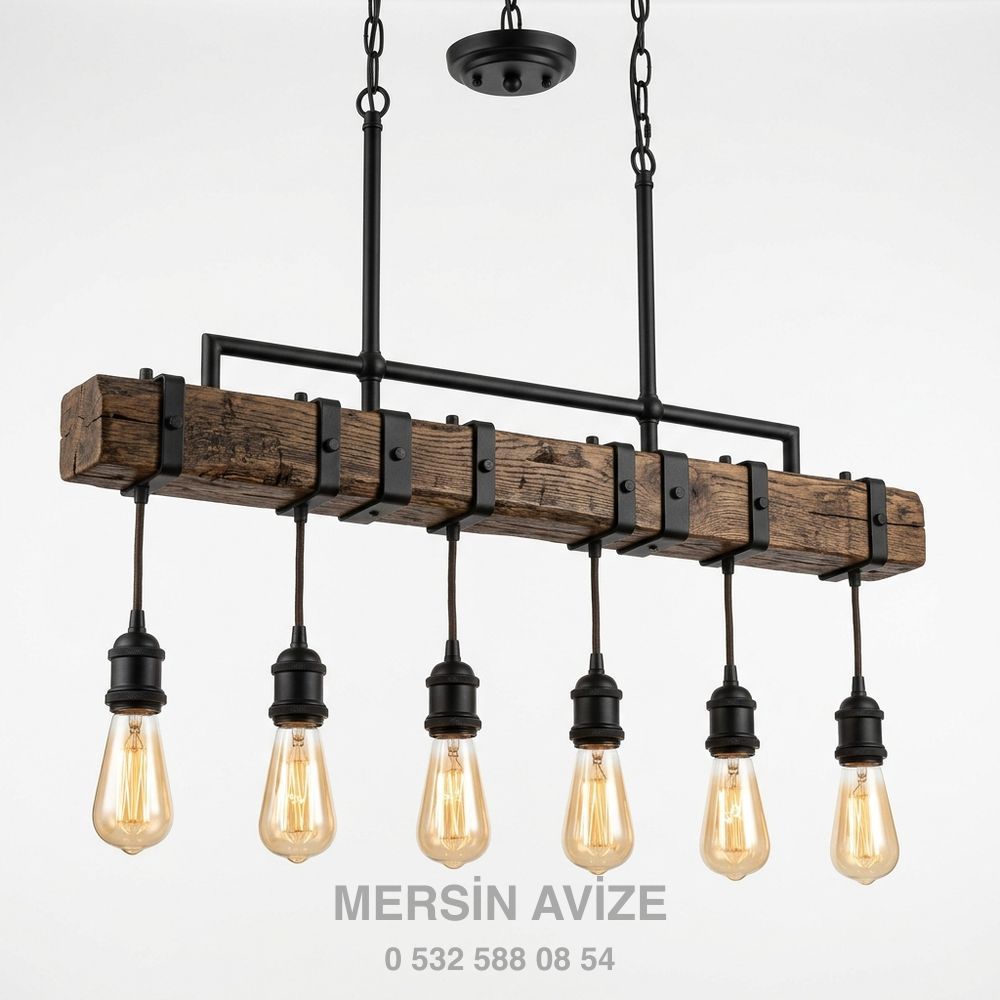 Art Deco Füme Cam Küreli Gold Gövdeli Avize