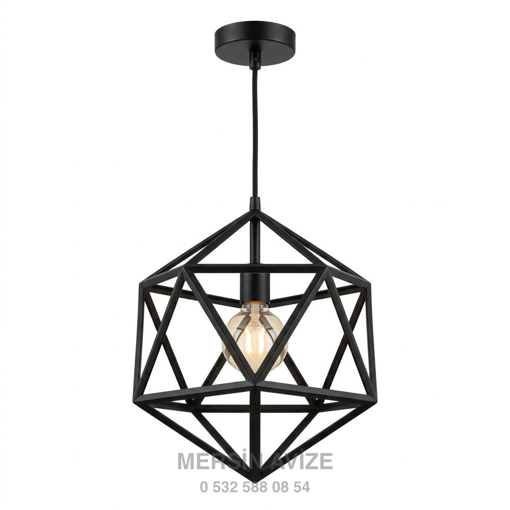 Modern Siyah Metal Geometrik Sarkıt Avize