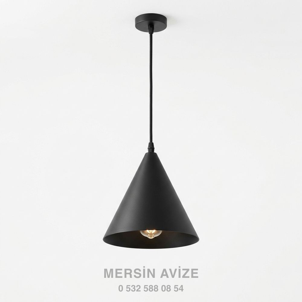 Siyah Mat Metal İskandinav Minimalist Yemek Masası Sarkıtı