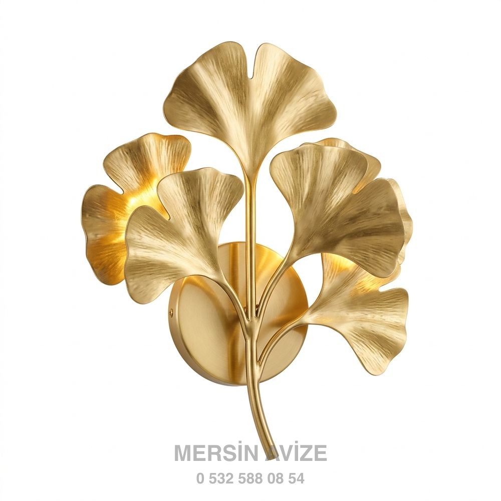 Zarif Gold Yaprak Formlu Dekoratif LED Aplik